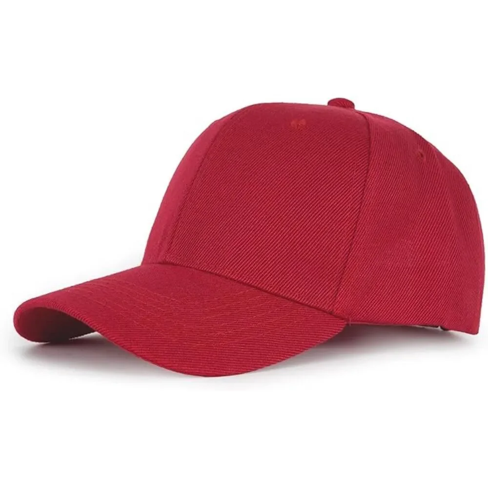 Unisex Red Washed 100% Cotton Adjustable Size Strap Casual Classic Baseball Caps
